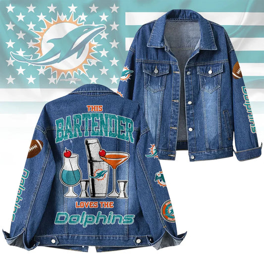 LIMITED EDITION - NEW PREMIUM NFL19 MDP MIAMI DOLPHINS DENIM JACKET