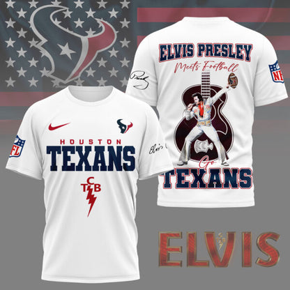 LIMITED EDITION - NEW CUSTOMIZED NFL15 HTT HOUSTON TEXANS X ELVIS PRESLEY FAN 3D SHIRT