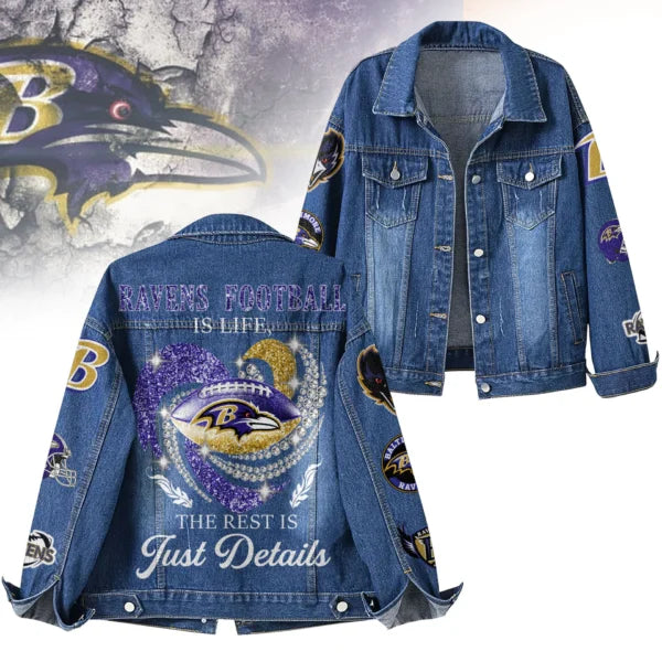 LIMITED EDITION - NEW PREMIUM NFL28 BTR BALTIMORE RAVENS DENIM JACKET