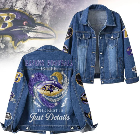 LIMITED EDITION - NEW PREMIUM NFL28 BTR BALTIMORE RAVENS DENIM JACKET
