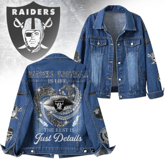 LIMITED EDITION - NEW PREMIUM NFL07 LVR LAS VEGAS RAIDERS DENIM JACKET
