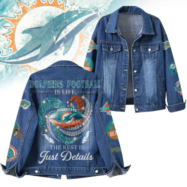 LIMITED EDITION - NEW PREMIUM NFL19 MDP MIAMI DOLPHINS DENIM JACKET