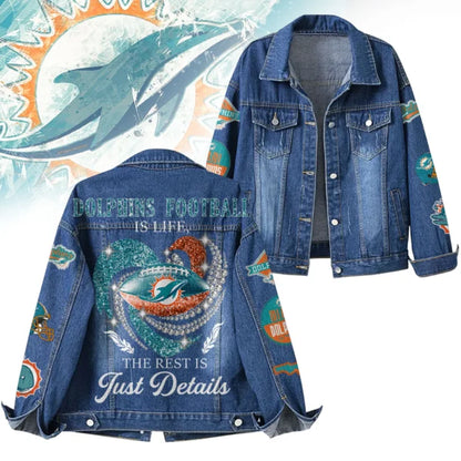 LIMITED EDITION - NEW PREMIUM NFL19 MDP MIAMI DOLPHINS DENIM JACKET