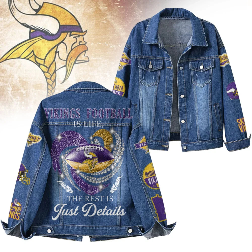 LIMITED EDITION - NEW PREMIUM NFL05 MVK MINNESOTA VIKINGS DENIM JACKET