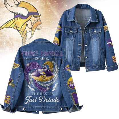 LIMITED EDITION - NEW PREMIUM NFL05 MVK MINNESOTA VIKINGS DENIM JACKET