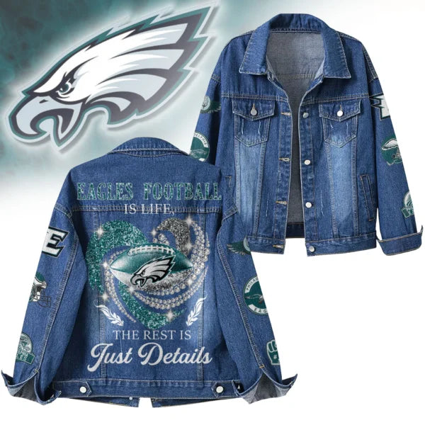 LIMITED EDITION - NEW PREMIUM NFL02 PPE PHILADELPHIA EAGLES DENIM JACKET