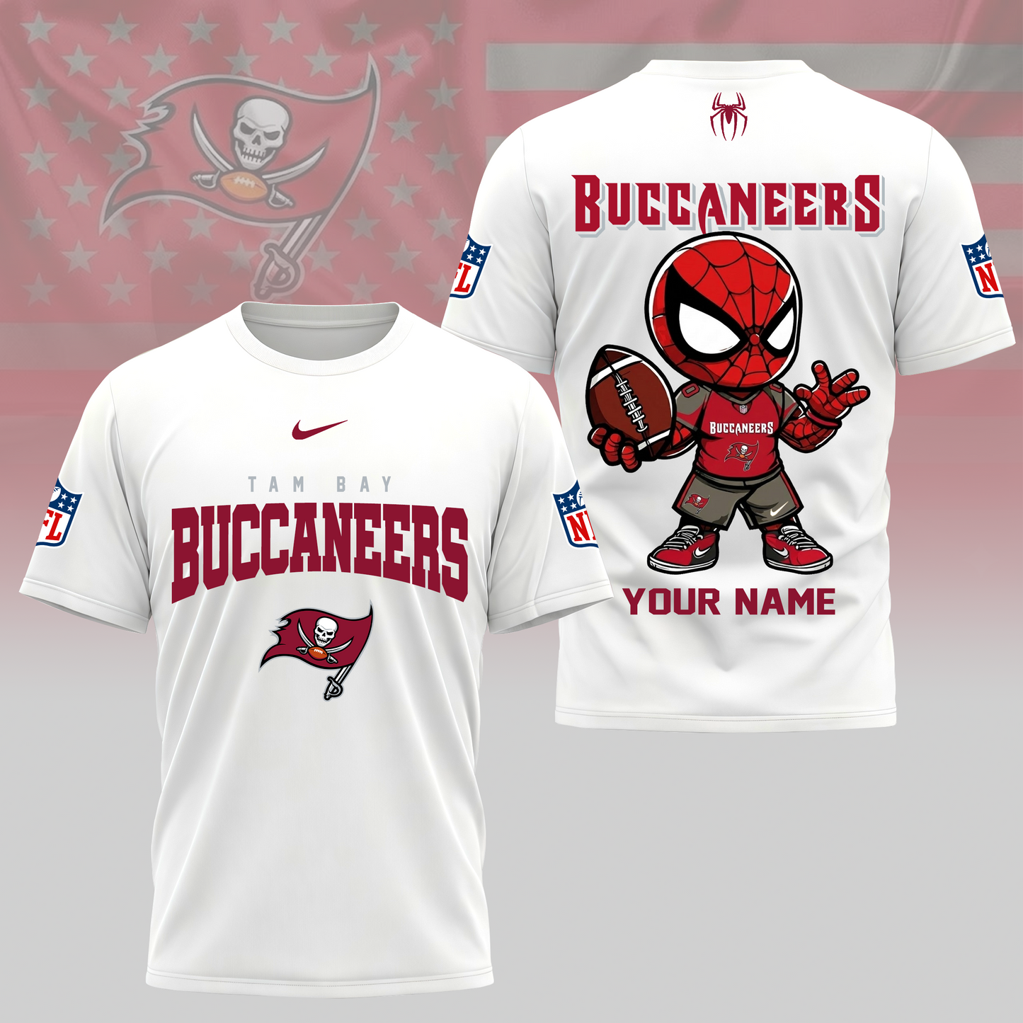 LIMITED EDITION - NEW CUSTOMIZED NFL10 TBB TAMPA BAY BUCCANEERS SPIDER HERO 3D SHIRT