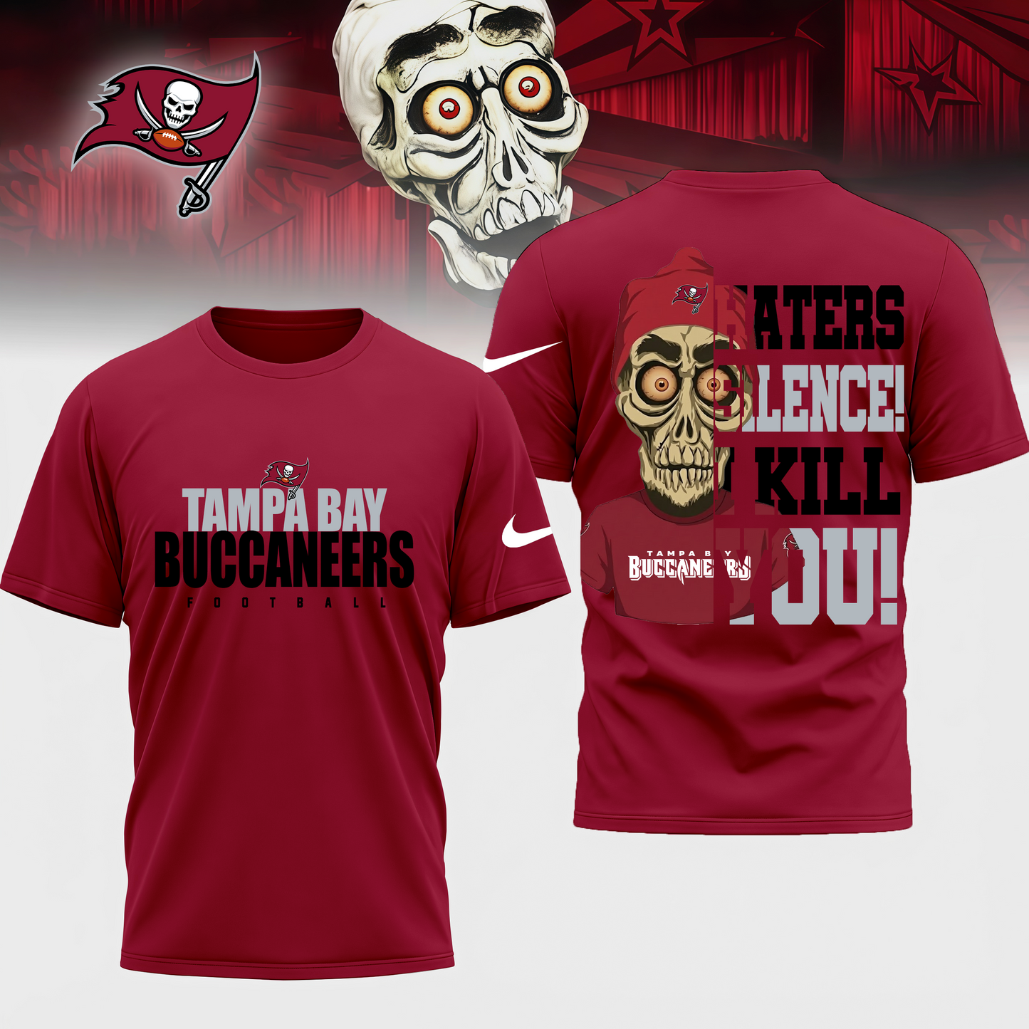LIMITED EDITION - NEW CUSTOMIZED NFL10 TBB TAMPA BAY BUCCANEERS HATERS SILENCE I KILL YOU SHIRT