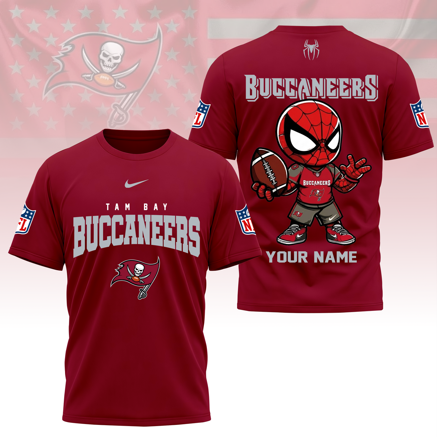 LIMITED EDITION - NEW CUSTOMIZED NFL10 TBB TAMPA BAY BUCCANEERS SPIDER HERO 3D SHIRT