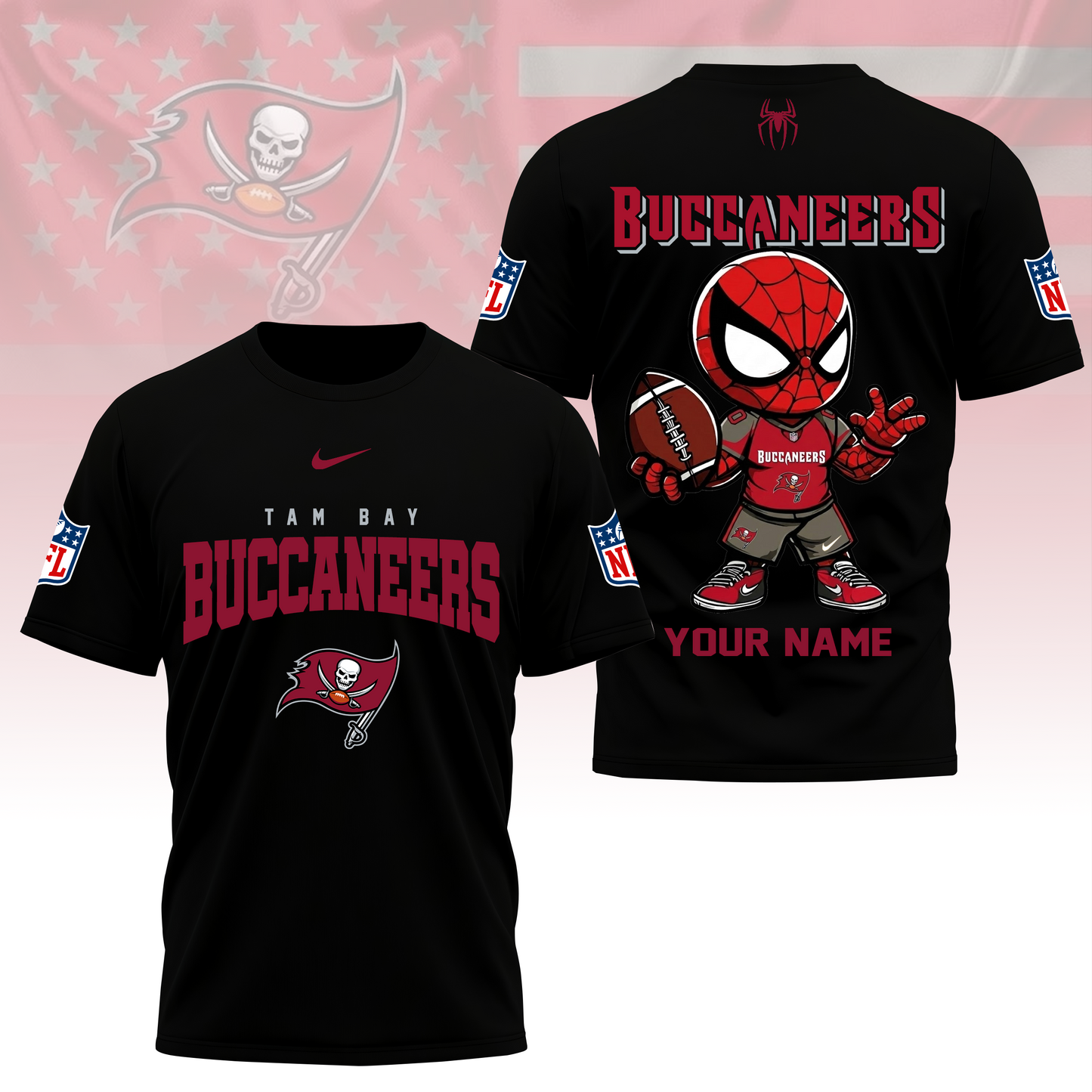 LIMITED EDITION - NEW CUSTOMIZED NFL10 TBB TAMPA BAY BUCCANEERS SPIDER HERO 3D SHIRT