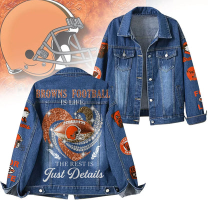 LIMITED EDITION - NEW PREMIUM NFL29 CLB CLEVELAND BROWNS DENIM JACKET