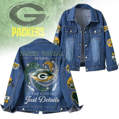 LIMITED EDITION - NEW PREMIUM NFL08 GBP GREEN BAY PACKERS DENIM JACKET