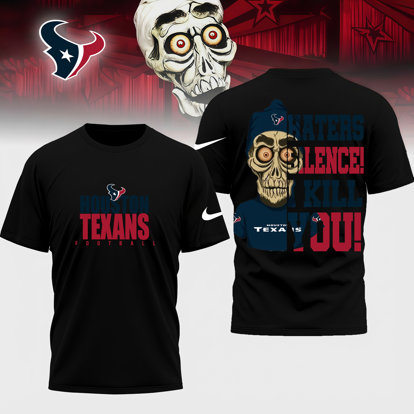LIMITED EDITION - NEW CUSTOMIZED NFL15 HTT HOUSTON TEXANS HATERS SILENCE I KILL YOU SHIRT