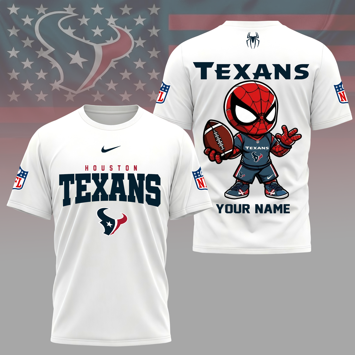 LIMITED EDITION - NEW CUSTOMIZED NFL15 HTT HOUSTON TEXANS SPIDER HERO 3D SHIRT