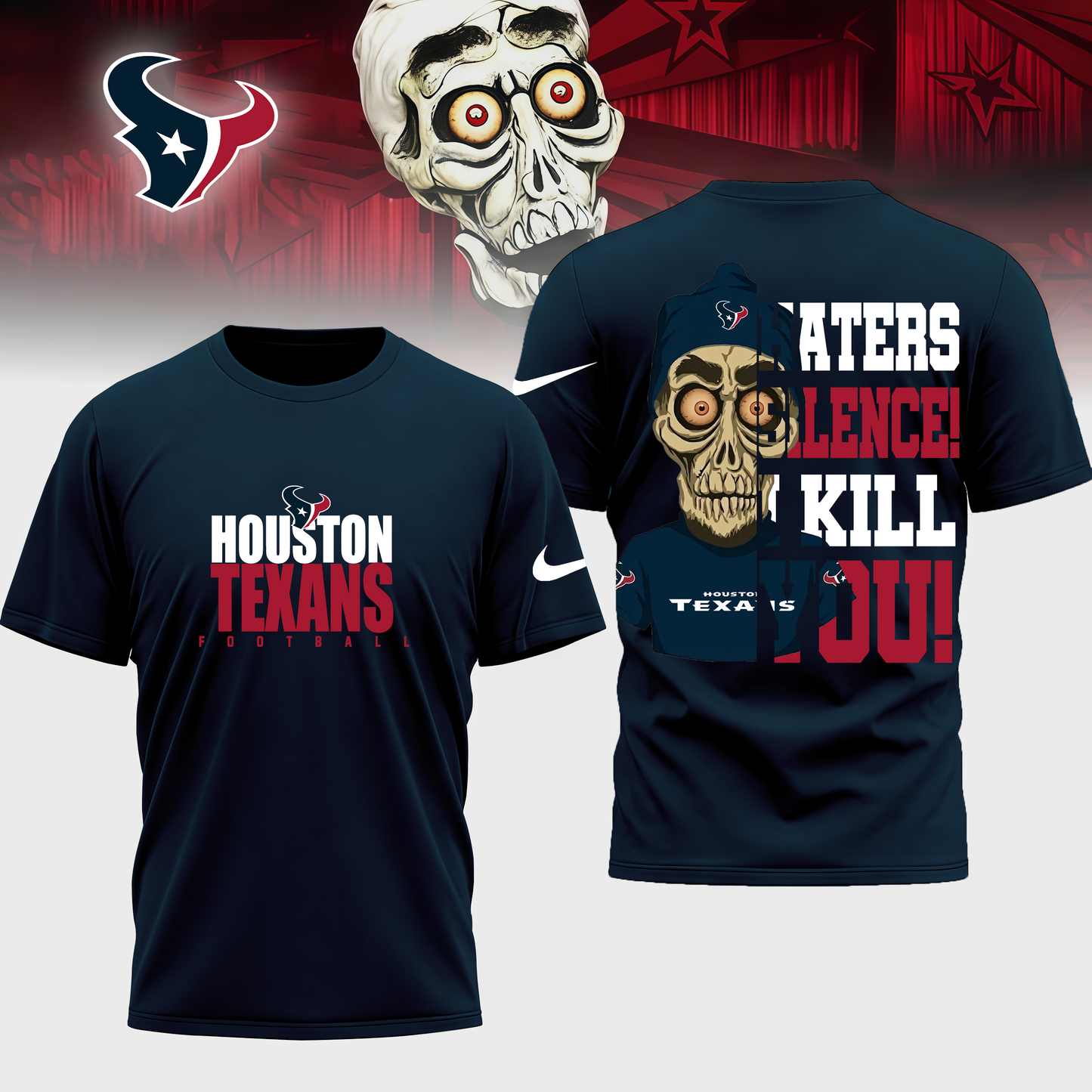 LIMITED EDITION - NEW CUSTOMIZED NFL15 HTT HOUSTON TEXANS HATERS SILENCE I KILL YOU SHIRT