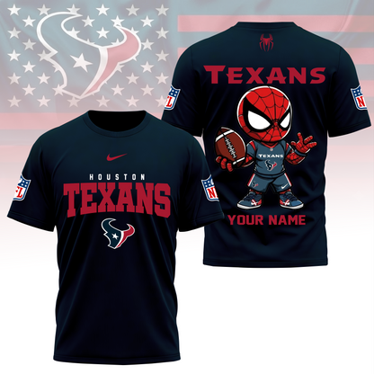 LIMITED EDITION - NEW CUSTOMIZED NFL15 HTT HOUSTON TEXANS SPIDER HERO 3D SHIRT