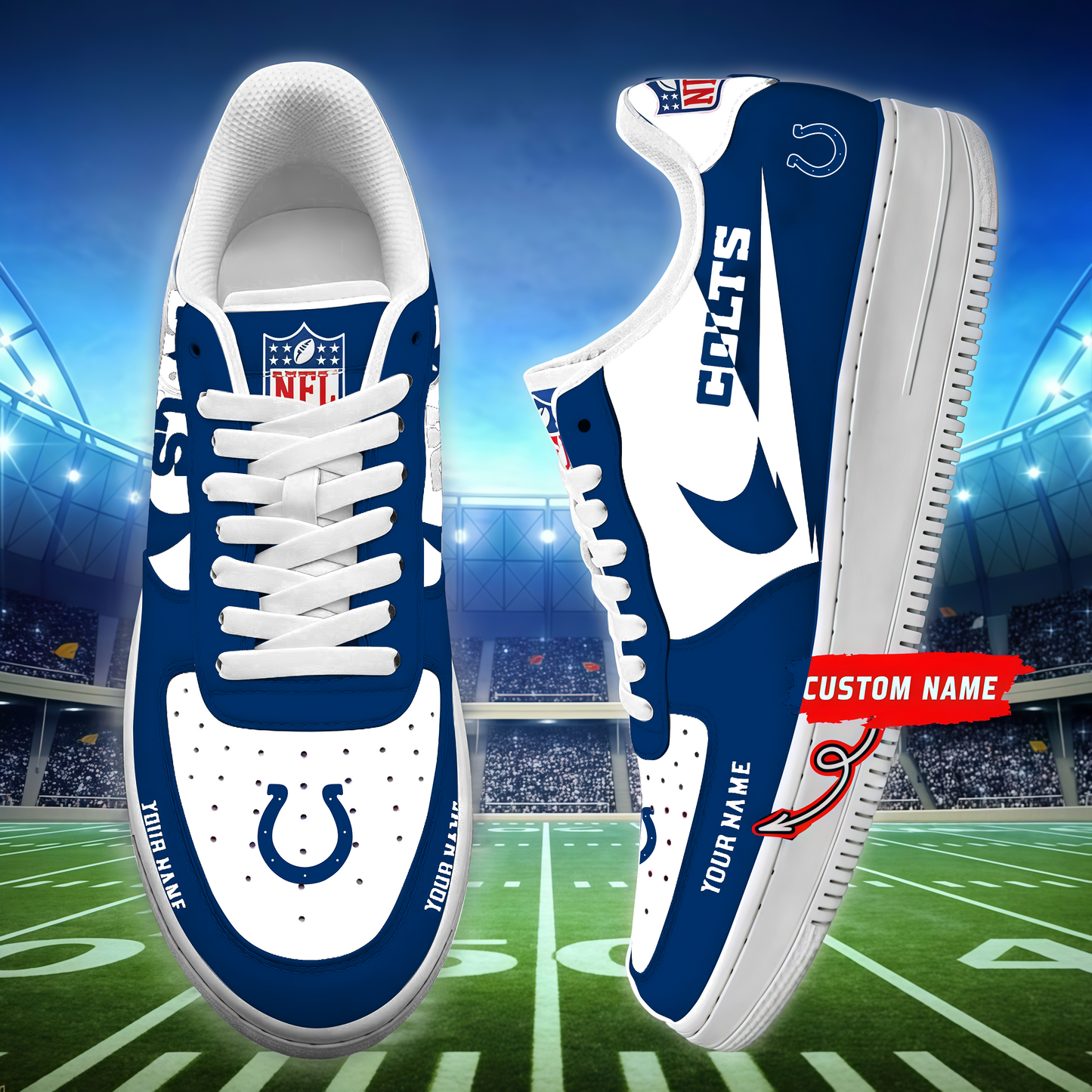 LIMITED EDITION - NEW CUSTOMIZED NFL17 IDC INDIANAPOLIS COLTS AF1 SNEAKERS