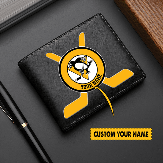 LIMITED EDITION - NEW CUSTOMIZED NHL26 PBP PITTSBURGH PENGUINS LEATHER WALLET