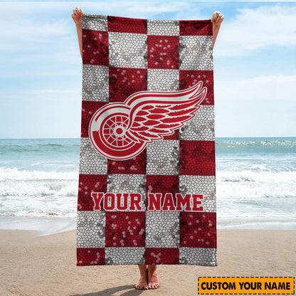 LIMITED EDITION - NEW CUSTOMIZED NHL22 DRW DETROIT RED WINGS BEACH & BATH TOWEL