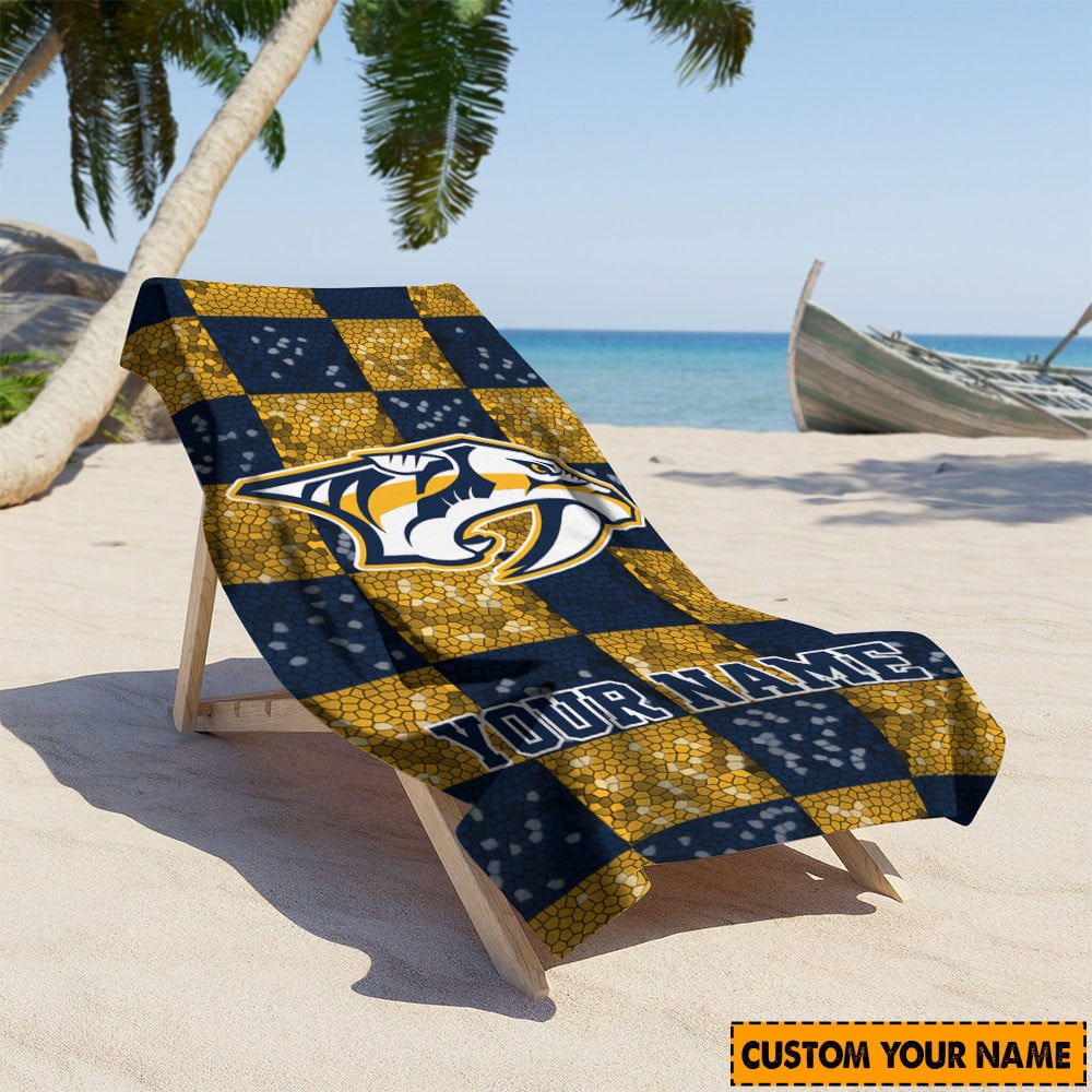LIMITED EDITION - NEW CUSTOMIZED NHL31 NVP NASHVILLE PREDATORS BEACH & BATH TOWEL