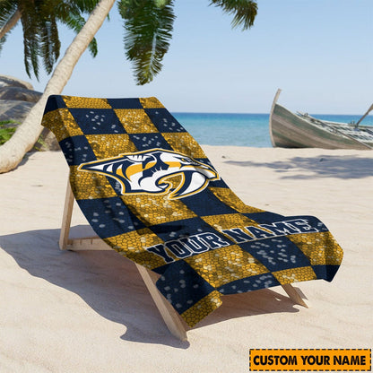 LIMITED EDITION - NEW CUSTOMIZED NHL31 NVP NASHVILLE PREDATORS BEACH & BATH TOWEL