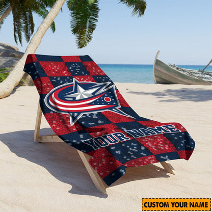 LIMITED EDITION - NEW CUSTOMIZED NHL18 CBJ COLUMBUS BLUE JACKETS BEACH & BATH TOWEL