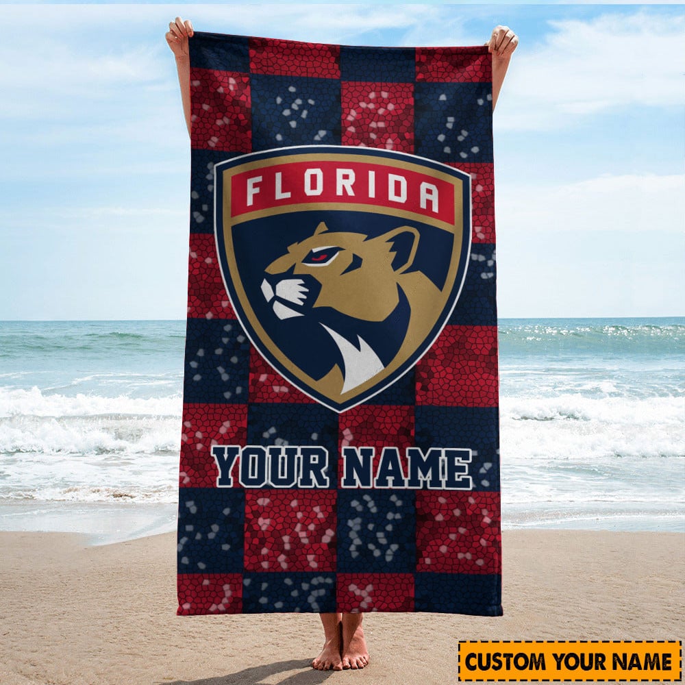 LIMITED EDITION - NEW CUSTOMIZED NHL01 FPT FLORIDA PANTHERS BEACH & BATH TOWEL