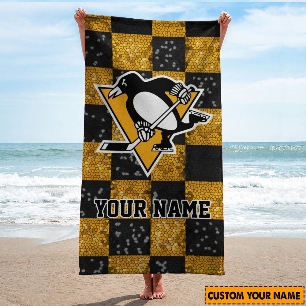 LIMITED EDITION - NEW CUSTOMIZED NHL26 PBP PITTSBURGH PENGUINS BEACH & BATH TOWEL