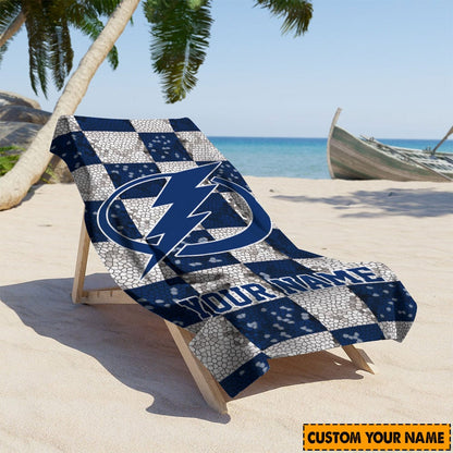 LIMITED EDITION - NEW CUSTOMIZED NHL12 TPL TAMPA BAY LIGHTNING BEACH & BATH TOWEL