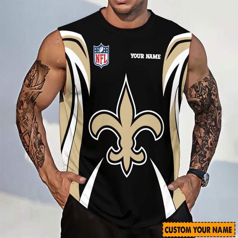 LIMITED EDITION - NEW CUSTOMIZED NFL24 NOS NEW ORLEANS SAINTS TANKTOP & GYM SHIRT