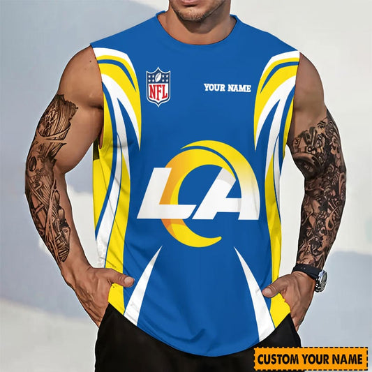 LIMITED EDITION - NEW CUSTOMIZED NFL22 LAR LOS ANGELES RAMS TANKTOP & GYM SHIRT