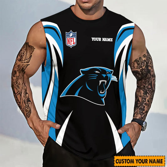 LIMITED EDITION - NEW CUSTOMIZED NFL23 CLP CAROLINA PANTHERS TANKTOP & GYM SHIRT