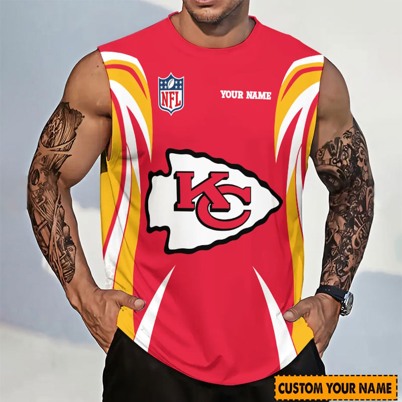 LIMITED EDITION - NEW CUSTOMIZED NFL01 KCC KANSAS CITY CHIEFS TANKTOP & GYM SHIRT