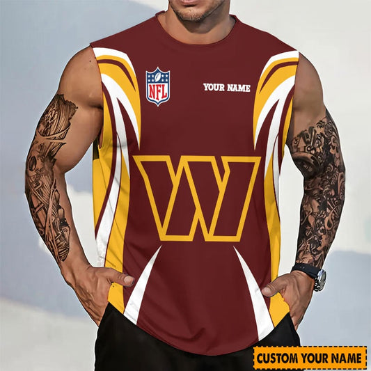 LIMITED EDITION - NEW CUSTOMIZED NFL12 WTC WASHINGTON COMMANDERS TANKTOP & GYM SHIRT