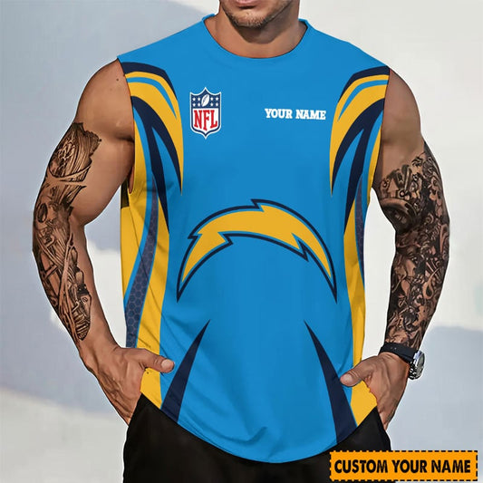 LIMITED EDITION - NEW CUSTOMIZED NFL09 LAC LOS ANGELES CHARGERS TANKTOP & GYM SHIRT