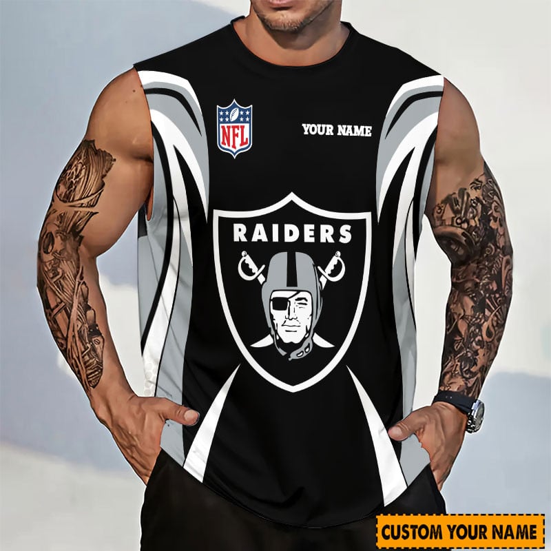LIMITED EDITION - NEW CUSTOMIZED NFL07 LVR LAS VEGAS RAIDERS TANKTOP & GYM SHIRT