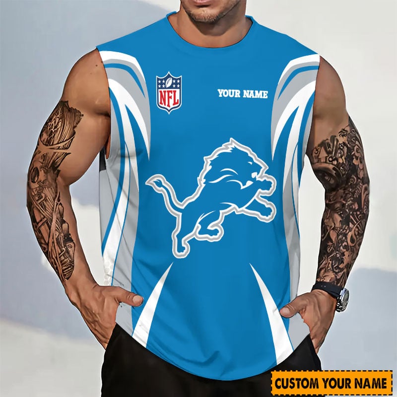 LIMITED EDITION - NEW CUSTOMIZED NFL04 DTL DETROIT LIONS TANKTOP & GYM SHIRT