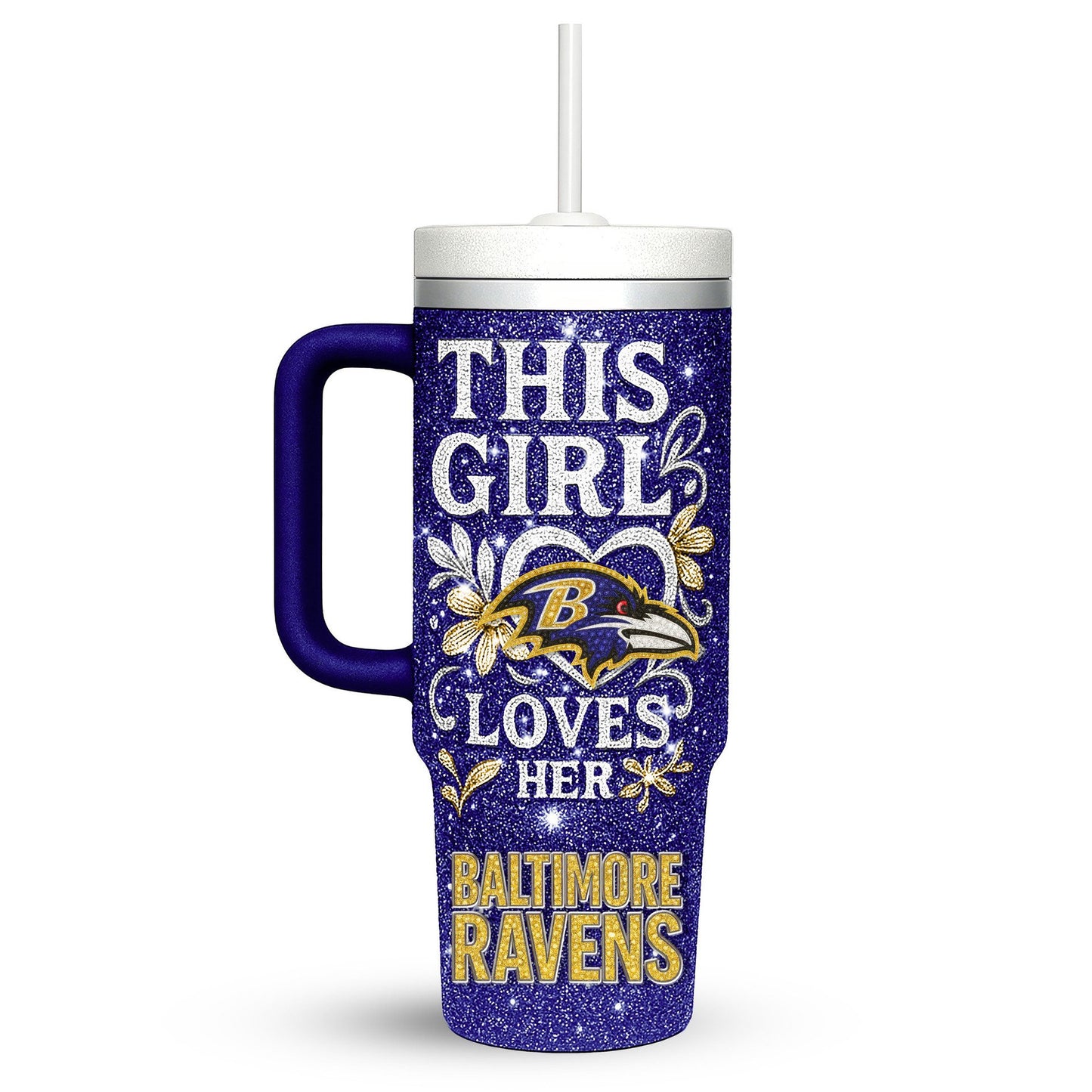 LIMITED EDITION - NEW CUSTOMIZED NFL28 BTR BALTIMORE RAVENS 40 OZ TUMBLER