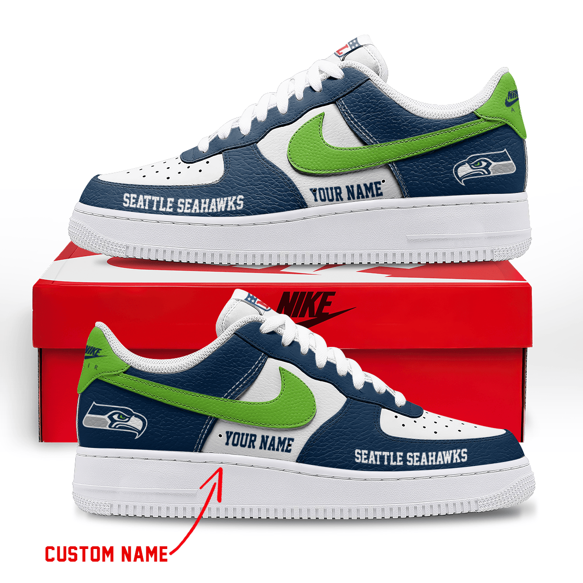 LIMITED EDITION - NEW CUSTOMIZED NFL06 SSH SEATTLE SEAHAWKS AF1 SNEAKERS