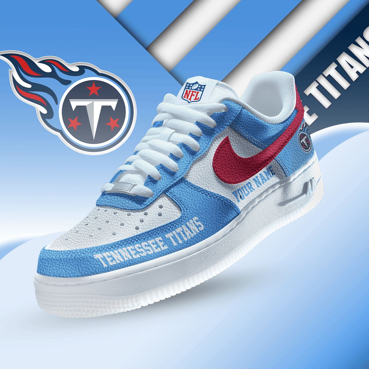 LIMITED EDITION - NEW CUSTOMIZED NFL31 TST TENNESSEE TITANS AF1 SNEAKERS