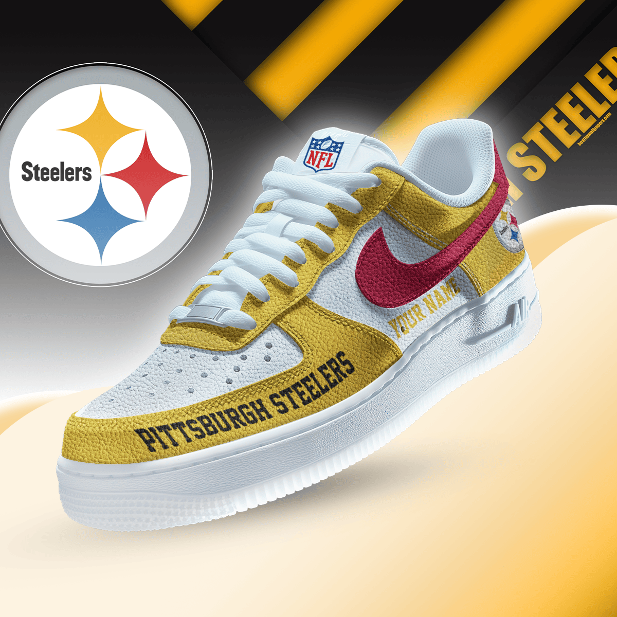 LIMITED EDITION - NEW CUSTOMIZED NFL14 PSB PITTSBURGH STEELERS AF1 SNEAKERS