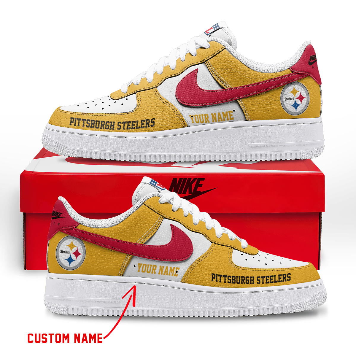 LIMITED EDITION - NEW CUSTOMIZED NFL14 PSB PITTSBURGH STEELERS AF1 SNEAKERS