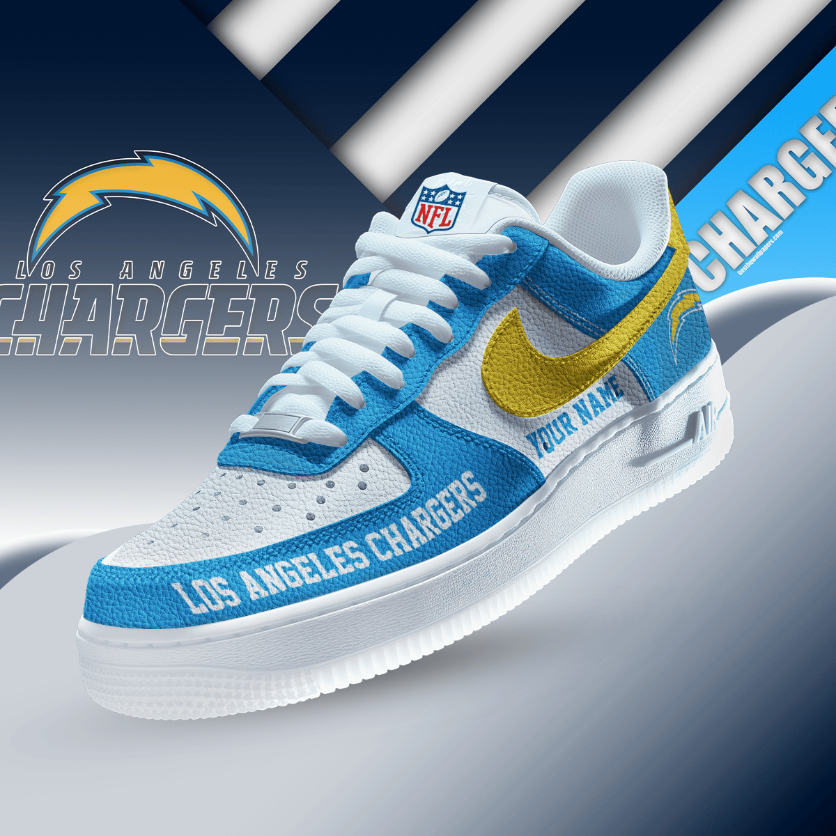 LIMITED EDITION - NEW CUSTOMIZED NFL09 LAC LOS ANGELES CHARGERS AF1 SNEAKERS