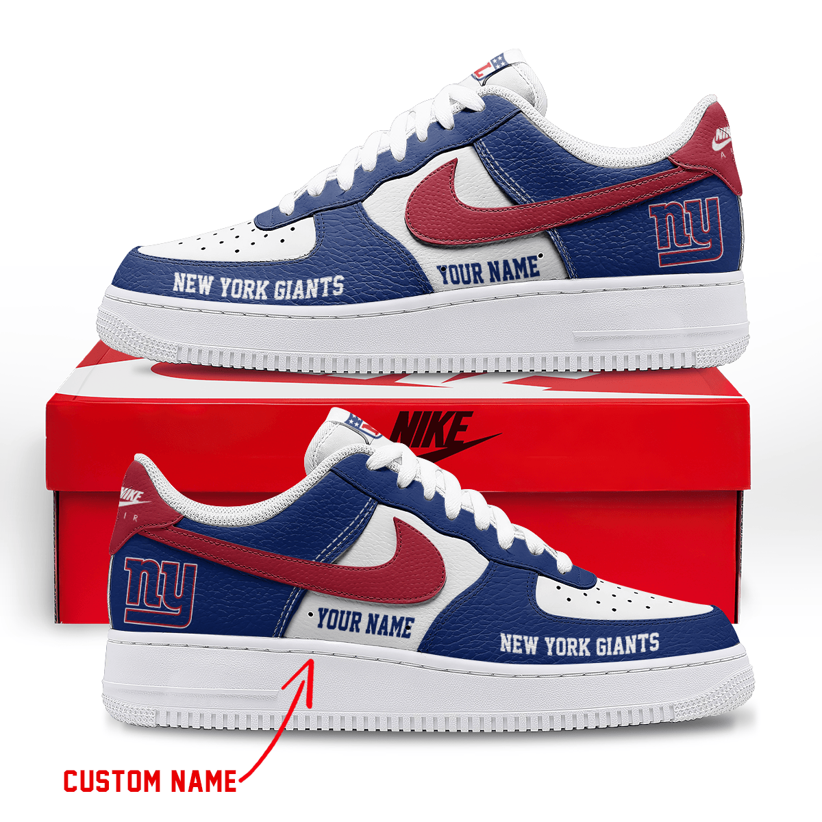 LIMITED EDITION - NEW CUSTOMIZED NFL32 NYG NEW YORK GIANTS AF1 SNEAKERS