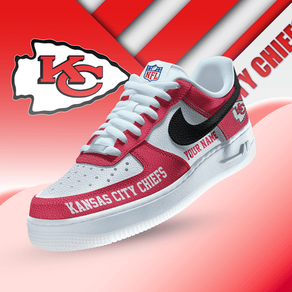 LIMITED EDITION - NEW CUSTOMIZED NFL01 KCC KANSAS CITY CHIEFS AF1 SNEAKERS