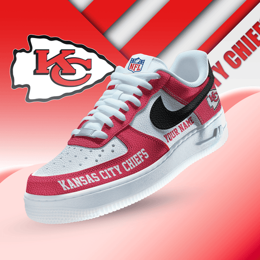 LIMITED EDITION - NEW CUSTOMIZED NFL01 KCC KANSAS CITY CHIEFS AF1 SNEAKERS