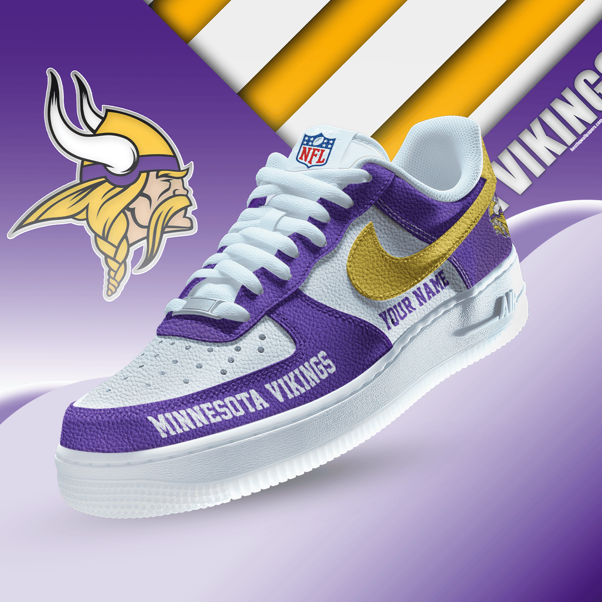 LIMITED EDITION - NEW CUSTOMIZED NFL05 MVK MINNESOTA VIKINGS AF1 SNEAKERS
