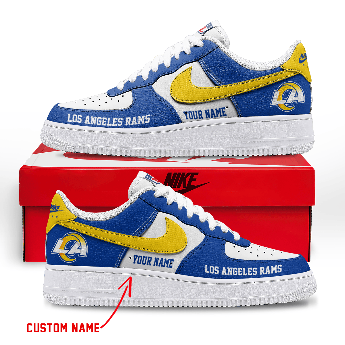 LIMITED EDITION - NEW CUSTOMIZED NFL22 LAR LOS ANGELES RAMS AF1 SNEAKERS