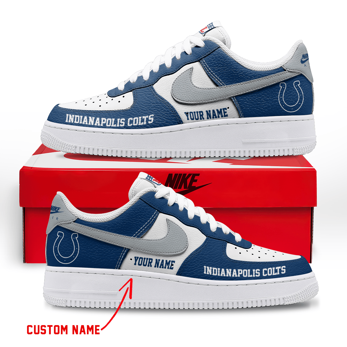 LIMITED EDITION - NEW CUSTOMIZED NFL17 IDC INDIANAPOLIS COLTS AF1 SNEAKERS