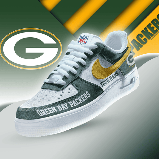 LIMITED EDITION - NEW CUSTOMIZED NFL08 GBP GREEN BAY PACKERS AF1 SNEAKERS
